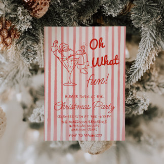 Retro Red Oh What Fun Christmas Santa Claus Party Invitation