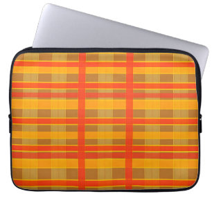 Retro Red Orange Check Plaid Pattern Laptop Sleeve