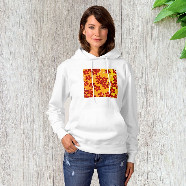 Retro Red Orange Floral Hoodie (Creator Uploaded)