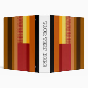 Retro Red Orange Yellow Cream Dots Striped Pattern Binder