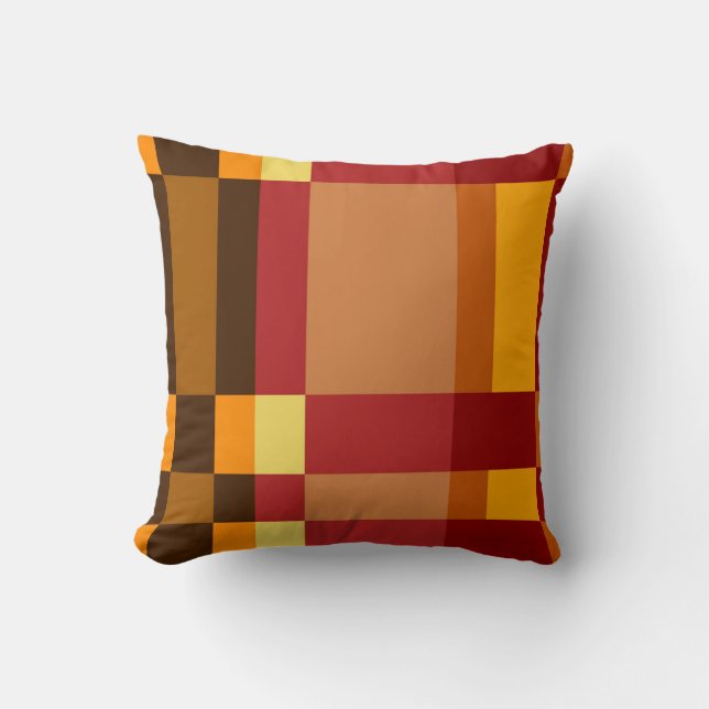 Retro Red Orange Yellow Cream Striped Pattern Throw Pillow (Front)