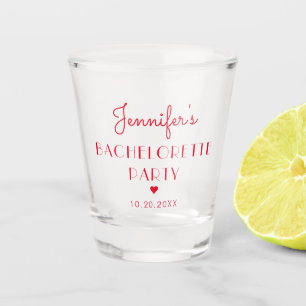 Retro Red Personalized Bachelorette Party Favour Shot Glass