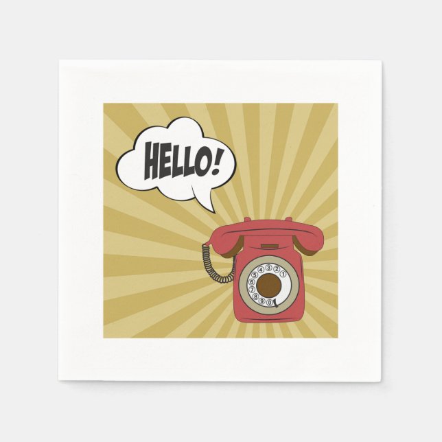 Retro Red Phone Paper Napkins (Front)