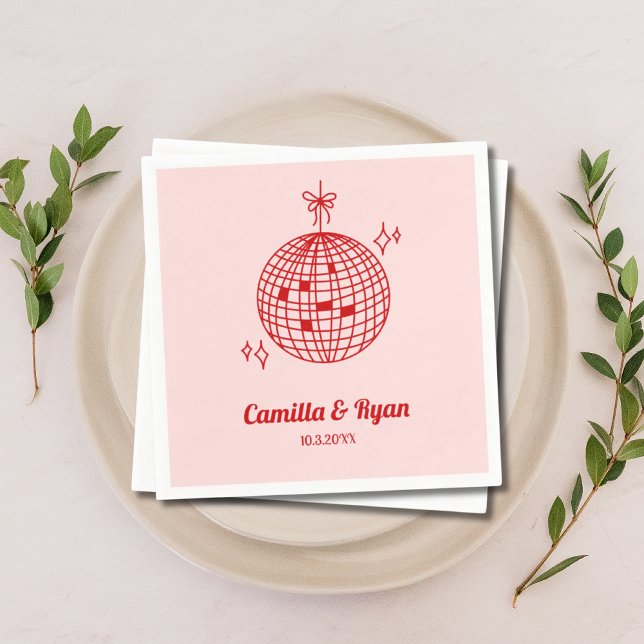 Retro Red & Pink Disco Wedding Decor Napkins (Retro Red & Pink Disco Wedding Decor Napkins
)