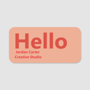 Retro Red Pink Modern Stylish Identity Design Name Tag