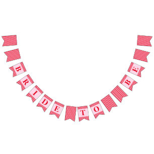 Retro Red & Pink Stripes Bride To Be Bridal Shower Bunting Flags