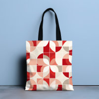 Retro Red Pink White Mid Century Bauhaus Pattern