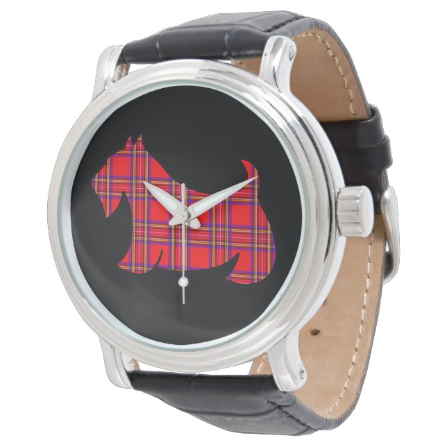 Retro Red Plaid Scottish Terrier Watch (Angled)