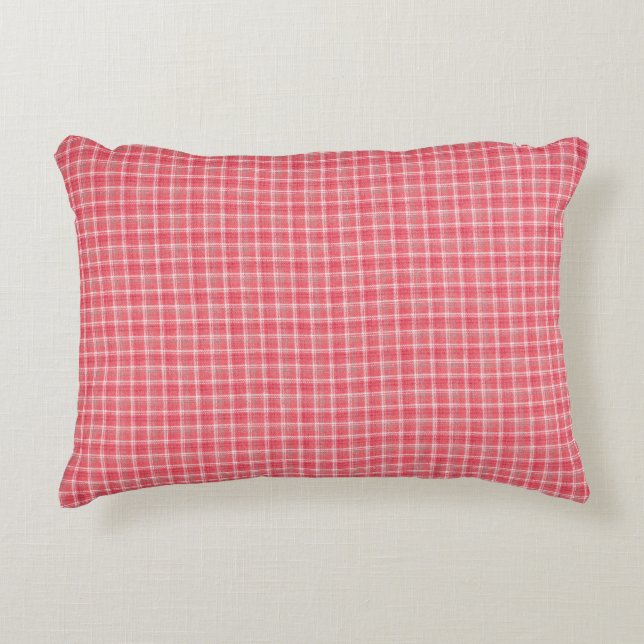 Retro red plaid tartan: seamless pattern. accent pillow (Front)