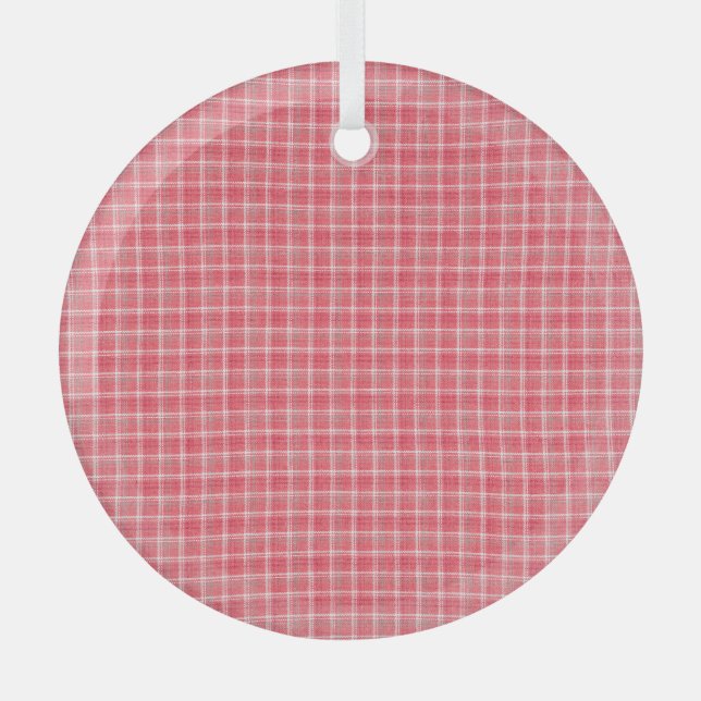 Retro red plaid tartan: seamless pattern. glass ornament (Front)