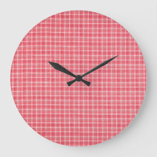 Retro red plaid tartan: seamless pattern. large clock