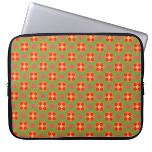 Retro Red Poppies and Polka Dots Laptop Sleeve