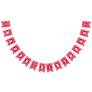 Retro Red Queen Of Hearts Birthday Bunting Flags