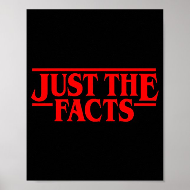 Retro Red Quote Just The Facts Funny Basic Simple  Poster (Front)