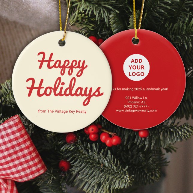 Retro Red Real Estate Logo Ornament (Creator Uploaded)