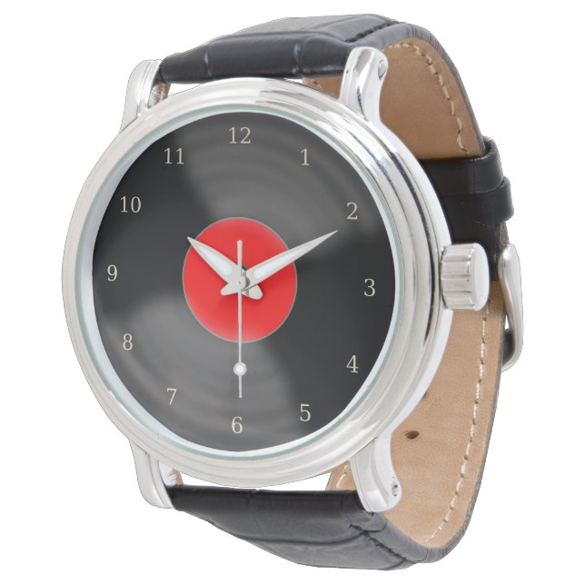 Retro Red Record Watch Gift (Angled)