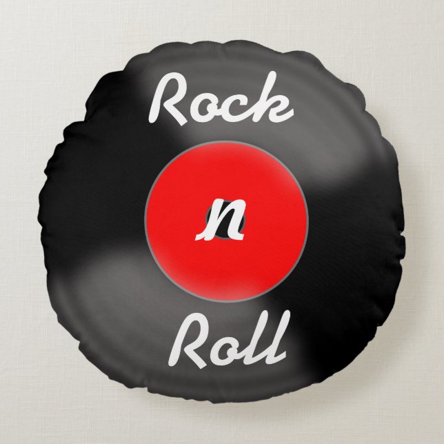 Retro Red Rock N Roll Vinyl Record Pillow (Front)