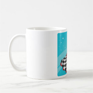 Retro Red Rocket Ship in Space Galactic Coffee Mug