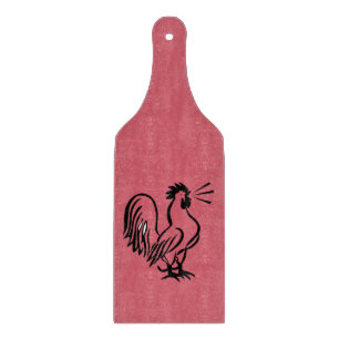 RETRO RED ROOSTER CUTTING BOARD PADDLE