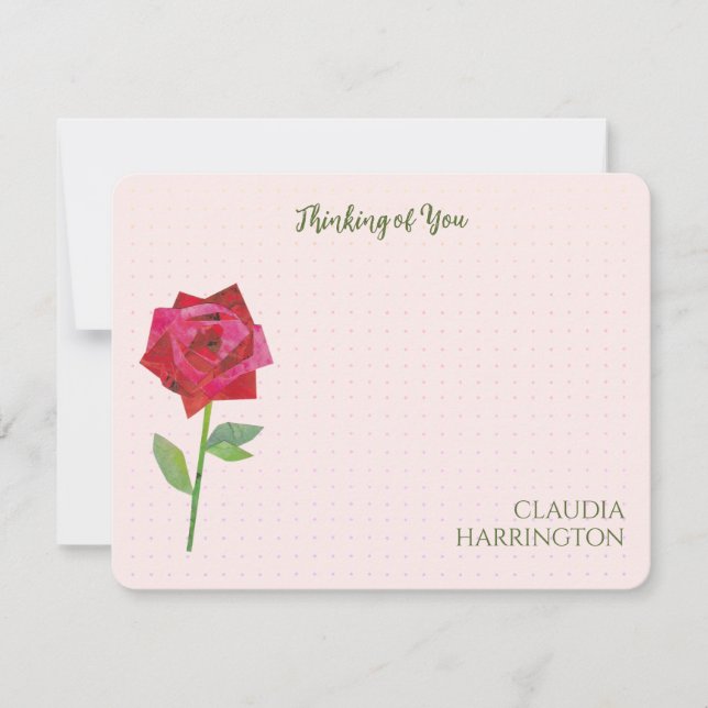 Retro Red Rose Original Collage Art MidCentury Card (Front)