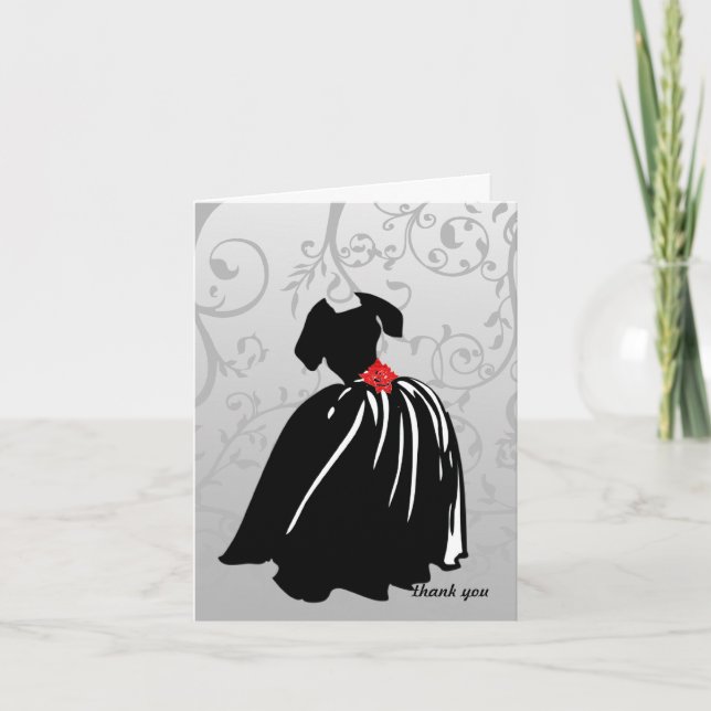 Retro Red Rose Thank You Card (Front)