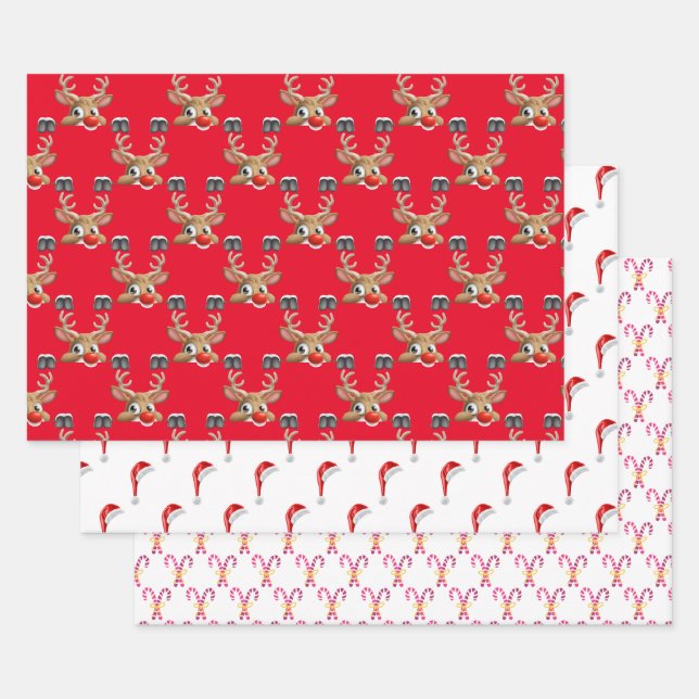 Retro Red Santa Claus Christmas Wrapping Paper (Set)