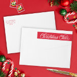Retro Red Script Christmas Cheer Return Address Wrap Around Label<br><div class="desc">This elegant and festive holiday return address label features a classic white background with retro red script and typography. The greeting says "Christmas Cheer". Customize it with your own name and address.</div>
