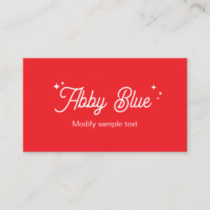 Retro Red Script Font Stars Business Card
