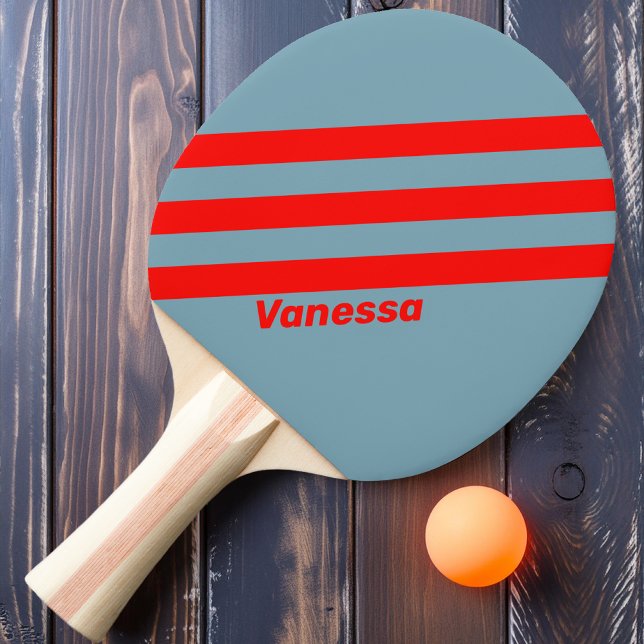 Retro Red Sea Three Stripes with Name Ping Pong Paddle (Creator Uploaded)