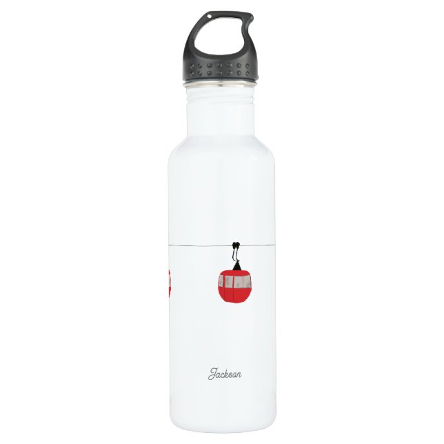 Retro Red Ski Gondola Lift Personalized 710 Ml Water Bottle (Front)