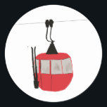 Retro Red Ski Gondola Lift Personalized Classic Round Sticker<br><div class="desc">Minimalist red gondola lift design for skiers and skiing enthusiasts. Red ski gondola is perfect personalized festive Christmas holiday gift for him or her. Xmas ski skiing skier gifts.</div>