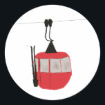 Retro Red Ski Gondola Lift Personalized Classic Round Sticker<br><div class="desc">Minimalist red gondola lift design for skiers and skiing enthusiasts. Red ski gondola is perfect personalized festive Christmas holiday gift for him or her. Xmas ski skiing skier gifts.</div>