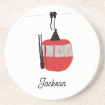 Retro Red Ski Gondola Lift Personalized Coaster<br><div class="desc">Minimalist red gondola lift design for skiers and skiing enthusiasts. Red ski gondola is perfect personalized festive Christmas holiday gift for him or her. Xmas ski skiing skier gifts.</div>
