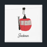 Retro Red Ski Gondola Lift Personalized Magnet<br><div class="desc">Minimalist red gondola lift design for skiers and skiing enthusiasts. Red ski gondola is perfect personalized festive Christmas holiday gift for him or her. Xmas ski skiing skier gifts.</div>