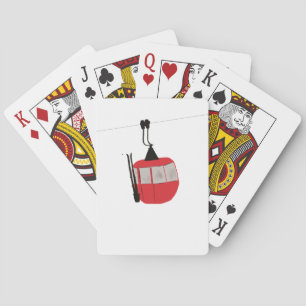 Retro Red Ski Gondola Lift Personalized Playing Cards