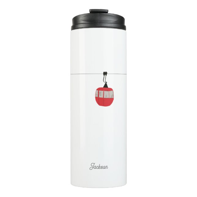 Retro Red Ski Gondola Lift Personalized Thermal Tumbler (Front)