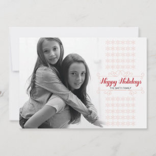 Retro Red Snowflake Band Holiday Card