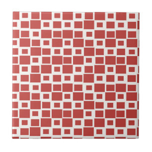 Retro Red Squares Pattern Tile