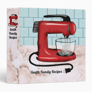 Retro red stand mixer cookbook recipe binder