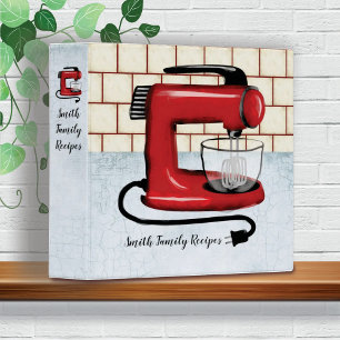 Retro red stand mixer cookbook recipe binder