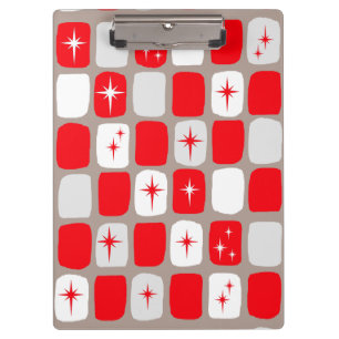Retro Red Starbursts Clipboard