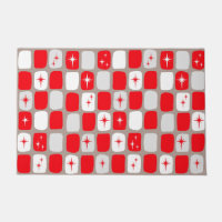 Retro Red Starbursts Door Mat