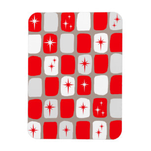Retro Red Starbursts Flexible Magnet