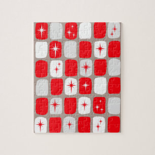 Retro Red Starbursts Puzzle