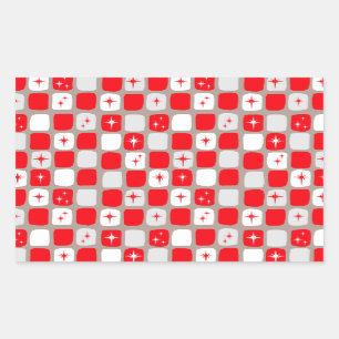 Retro Red Starbursts Rectangle Stickers
