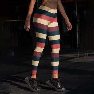 Retro Red Stripe Capri Leggings