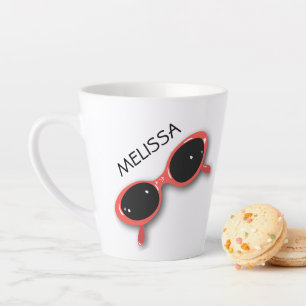 Retro Red Sunglasses PERSONALIZED Latte Mug