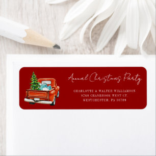 Retro Red Truck Christmas Party Return Address