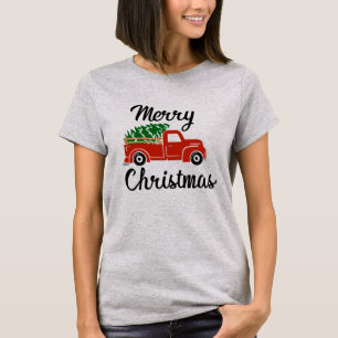Retro Red Truck Christmas T-Shirt