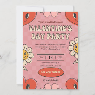 Retro Red Valentine's Day Party Invitation